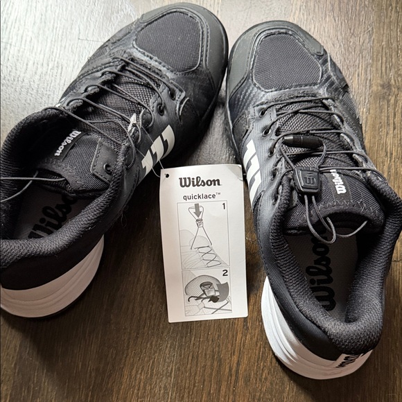 Kids Wilson Black and White Athletic Shoes - Picture 2 of 5